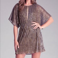 Bebe Metallic Dress Crinkle Dress, Kimono Sleeve Dress, Rock Dresses, Bebe Dresses, Metallic Dress, 2015 Fashion, Mini Dresses, Holiday Fashion, Moda Fashion