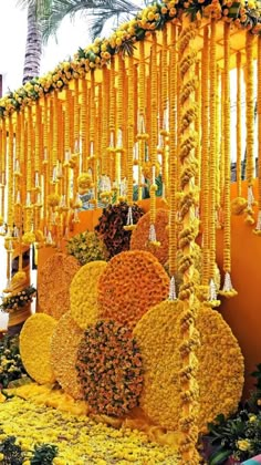 an arrangement of flowers and decorations on display