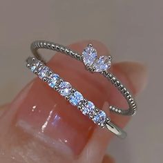 Style: Elegant,Glitter Style Occasion: Daily Occasion,Gift-Giving Occasion Coquette Jewelry, Coquette Style, Bow Knot, Rhinestone Heart, Style Elegant, Womens Jewelry Rings, Knot, Women Jewelry, Glitter