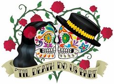 Day of The Dead or Cinco De Mayo Themed Wedding For The Off-Beat Bride Alas Tattoo, Day Of The Dead Wedding, Wedding Throw, Wedding Greetings, Wedding Postcard, Wedding Notes, Candy Skulls, Day Of Dead