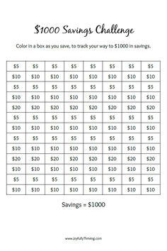 the $ 100 savings challenge is shown in this printable sheet for children to play with