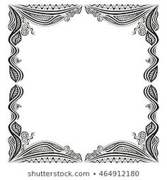 a black and white border with an ornate design on it's edges, in the shape