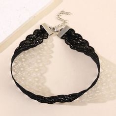 Fabric Choker Necklace. New In Packaging. Sizing Chart Is In The Photos. Trendy Adjustable Black Choker, Chic Adjustable Black Choker, Trendy Black Adjustable Choker, Adjustable Black Choker For Party, Black Necklace With Ribbon For Gift, Chic Adjustable Black Necklaces, Gothic Black Jewelry With Black Band, Chic Adjustable Black Necklace, Chic Black Adjustable Necklace