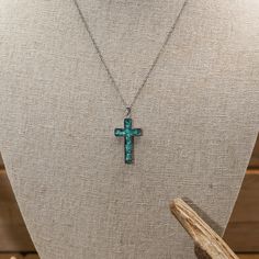 Express your faith with this dainty, beautiful necklace. Our GENUINE STONE CROSS NECKLACE is simple, yet powerful. Designed with one-of-a-kind durable 316L Stainless Steel and 4 separate, but uniquely crushed gemstones -- Turquoise, Malachite, White Howlite, and Lapis Lazuli. Perfect for everyday wear and other special occasions. ABOUT THIS PRODUCT Material: 316L Stainless Steel Stone Options: Genuine Turquoise, White Howlite, Malachite or Blue Lapis Lazuli Color*/Finish: Silver Size: 16” Chain Girlfriend Friendship, Live Off The Land, Necklaces For Her, Stone Cross, Antler Ring, Cross Necklaces, Blue Lapis Lazuli, White Howlite, Types Of Gemstones