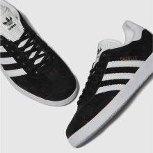 Womens Black & White adidas Gazelle Trainers | schuh Adidas Trainers Women, White Gazelle, Black And White Trainers, Suede Trainers, Trainers Shoes, Adidas Trainers, Adidas Gazelle, Adidas Black, White Adidas