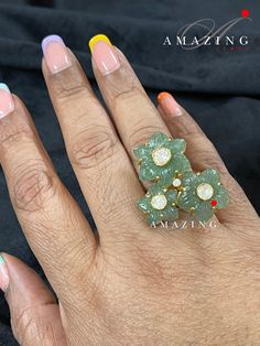 Silver Moissanite Flouride Emerald Polki Ring |IndianTraditional Ring |Polki Ring| Indian Polki Statement Ring |Silver Cocktail Ring |Classy Ring| Material : Silver Gemstone: Moissanite, Flouride Emerald Stone colour: Uncut Polki Primary colour: Gold Ring Size : Adjustable Silver Intricate, hand crafted, Pure Silver Polki Rings , studded with high quality Moissanite Polki , made in 92.5 silver with 22ct gold plating. Product comes with 92.5 silver hallmark. - We also Customize ring size as per y Polki Rings, Classy Ring, Ring Indian, Silver Cocktail, Stone Colour, Indian Wedding Jewelry, Statement Ring Silver, Uncut Diamond, Emerald Stone