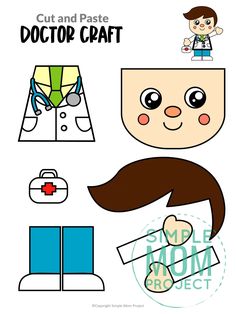 cut and pastee doctor craft for kids to use in crafts, books or t - shirts