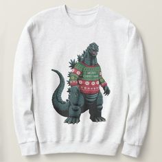 Godzilla in a Christmas sweater Godzilla, Online Store, Christmas Sweaters, Shop Now, T Shirts For Women, Christmas, T Shirt, Color