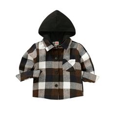 3-6 months, 6-12 months, 12-18 months, 18-24 months, 2t-3 t, 3t-4 years, 4t-5 t, 5t-6 years old toddler boy shirt. The fall winter Christmas buffalo plaid shirt jacket for baby boy, upgrade flannel, soft and breathable, it can keep your child warm in the cold. Classic plaid stripe design, long sleeves, lapel, hooded, stylish and warm. This shirt clothes coat is suitable for a newborn baby toddler boy. Color: Gray.  Gender: male.  Age Group: infant. Hooded Cotton Top With Button Closure, Brown Long Sleeve Tops For Playtime, Buffalo Plaid Shirt Outfit, Plaid Shirt Outfits, Christmas Buffalo Plaid, Boys Flannel, 3 Month Old Baby, Autumn Outwear, Girls Flannel