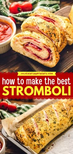 Here's a family dinner idea everyone will request again and again! It's also great as a simple appetizer recipe. Baked with ham, pepperoni, and cheese, this stromboli with pizza dough is the BEST. Filling ideas for this main course recipe included! Homemade Stromboli Recipe, Easy Stromboli, Pizza Marinara, Pepperoni And Cheese, Cheese Bake