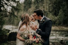 Having the couple's daughter at their big day made the elopement all the more special | Image by Cassandra Michelle Photography Diy Reception, Under A Waterfall, Airbnb Cabin, Wedding Shot List, Wedding Photography Checklist, Wedding Portrait Poses, Wedding Picture Poses