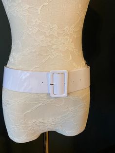 "White 2\" Wide belt. Perfect for Dresses & tops.  Adjustable to UK sizes 8-12" Chunky White Belt, Luxury Designer White Belt, Bsd Character Design, Grease Outfits, 80's Clothes, Belt Fashion, Makeup Outfit, 80s Outfit, Belt Dress