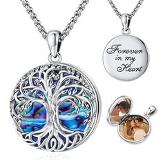 PRICES MAY VARY. Forever in my Heart --This tree locket necklace can store two meaningful photos for you. Keep your loved one or a happy moment in the form of a photo to commemorate eternal love and memories. The tree of life symbolizes positive energy, eternal life, a prosperous family, and the significance of the leaves on the tree were thought to have mystical elements that heal the soul. Material -- Tree of Life Locket Pendants are made of S925 Sterling Silver and Natural abalone shell, stai Shell Tree, Round Locket Necklace, Forever In My Heart, Tree Jewelry, Tree Of Life Jewelry, Round Locket, Tree Necklace, Tree Of Life Necklace, Tree Pendant