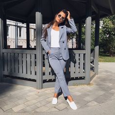 Lady Suit, Celana Fashion, Pant Suits For Women, Casual Fridays, 2 Piece Sets, Pant Suits, Jacket Zipper, Summer Work Outfits