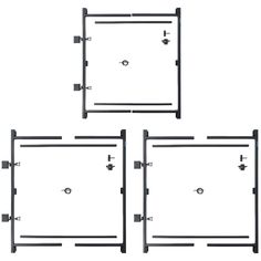 four square metal frames with handles and knobs on each side, set against a white background