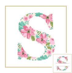 the letter s is made up of pink flowers