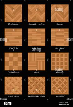 wood flooring patterns for different types of floors, including herringbones and stock photo