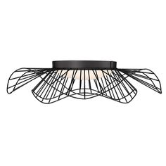 a black light fixture with three lights on each side and an iron wire design over the top