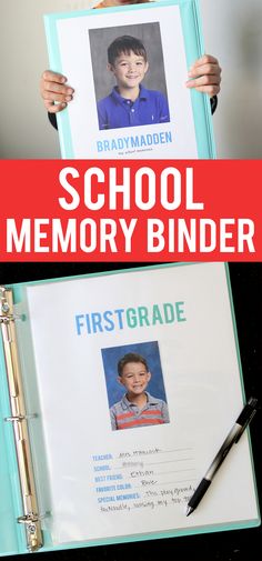 a person holding up a school memory bind