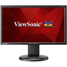 the viewsonic monitor is on display in front of a red background