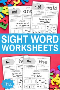 sight word worksheets for kids with the words and numbers in them on pink background