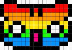 an image of a pixel art piece with different colors and shapes on it's face