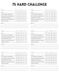 Challenge Tracker Free Printable, 75 Hard Challenge Wallpaper, 75 Hard Workout Ideas, 75 Hard Challenge Tracker Free Printable, 75 Hard Printable, Tracker Free Printable, 75 Hard Challenge Tracker, 75 Hard Challenge, 45 Minute Workout