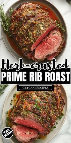 prime rib roast with herbs on the side