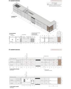 an architectural drawing shows the plans for a kitchen and dining area