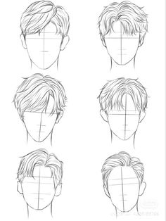 how to draw the head and shoulders of a man with different hair styles for each face