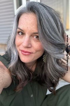 side sweep gray hair Grey Hairstyles, Going Gray Gracefully, Grey Hair Care, Angled Bobs, Tight Braids, All Face Shapes, Gray Hair Growing Out, High Cheekbones, Chin Length Bob