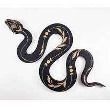 a black and gold snake on a white background