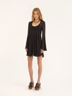 Chloé Flared Mini Dress In Silk Georgette | Chloé US Chic Sheer Silk Dress, Chic Evening Chiffon Mini Dress, Chic Chiffon Mini Dress For Evening, Chic Mini Length Chiffon Evening Dress, Chic Chiffon Mini Length Dress For Evening, Chic Chiffon Mini Length Evening Dress, Chic A-line Mini Dress With Sheer Sleeves, Chic Silk Chiffon Dress With Sheer Sleeves, Sheer Chiffon Mini Dress