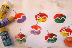 an art project for kids that includes apples and watercolors on paper with glue