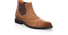 Men`s Brogue Ankle Boots are handcrafted by individual order. Upper material is made by suede. Insole and lining materials - leather. Your new shoes will be handcrafted especially for you and delivered for free to your home or office in 1-2 weeks. Included option for free return and remake if the shoes do not fit.Only now all this is available at an exclusive price of $218.00.Proceed with you order now. Brown Suede Chelsea Boots With Rubber Sole, Brown Suede Chelsea Boots With Leather Sole, Formal Suede Chelsea Boots With Leather Sole, Suede Chelsea Boots With Plain Toe, Brown Suede Closed Toe Leather Shoes, Brown Suede Chelsea Boots With Suede Lining, Elegant Suede Chelsea Boots With Plain Toe, Classic Suede Chelsea Boots With Round Toe, Formal Suede Chelsea Boots With Suede Lining