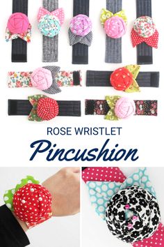 the instructions for how to make an easy and cute bow tie bracelet with fabric flowers