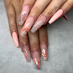 Glitter nails Summer Glitter Nails, Casket Nails, Statement Nail, Nails Colors, Nails Coffin