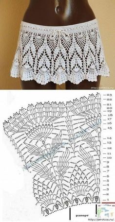 a crocheted skirt is shown with measurements