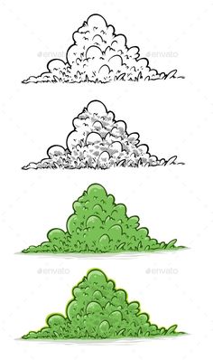 three different types of clouds in the sky - miscellaneous objects illustrations on separate layers, each with