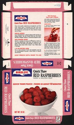 an advertisement for red raspberries from the early 1960s, with instructions on how to use them