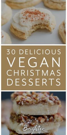 vegan christmas desserts with text overlay