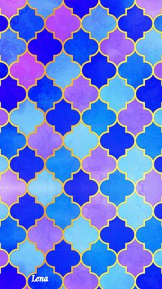 an abstract pattern with blue, purple and yellow colors