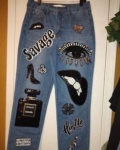 Custom Jeans Men, Lightning Jeans, Customised Jeans, Costume Jeans, Patched Jeans Diy, Men Street Styles, Bespoke Denim, Custom Jeans Diy, Customised Clothes