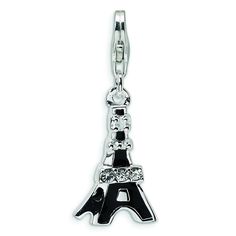 Sterling Silver Eiffel Tower Charm Made With Swarovski Crystals Jewerly 30x11mm This is a beautiful new Sterling Silver Eiffel Tower Charm Made With Swarovski Crystals. It is a great gift for yourself or a loved one and makes the perfect addition to any jewelry collection. Approximate Width- 11mm (0.43") Approximate Length- 30mm (1.18") Style-lobster Clasp Charm Metal-sterling Silver Finish-enamele Approximate length-30mm Approximate width-11mm Approximate weight-2.02 grams This item includes: 3 Eiffel Tower Pandora Charm, Crystal Jewerly, Travel Necklace, Charm Pendant Necklace, Cz Stone, Black Enamel, Sterling Silver Charm, 925 Sterling Silver Jewelry, Silver Charms