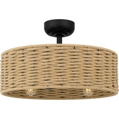 the light fixture is made from rope and has two lights on each side of it