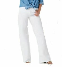 NYDJ Women's DESIGNER JEANS SZ 26W TERESA OPTIC WHITE Wide Leg, Fray Hem, JEANS Stretch 30" Inseam 23.5" Across waist front PLUS STRETCH NEW WITH TAGS Chic White Denim Jeans, Mid-rise White Denim Flare Jeans, Chic White Denim Flare Jeans, White Relaxed Fit Flare Jeans For Spring, White Denim Flare Jeans For Spring, Trendy White Denim Flare Jeans, White Mid-rise Flare Jeans In Cotton, White Mid-rise Cotton Flare Jeans, White Denim Jeans For Spring