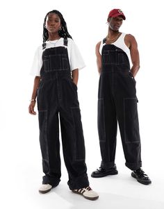 Jumpsuits & Rompers by Collusion Co-ordinating made easy Plain design Classic overalls design Adjustable buckle straps Functional pockets Straight leg Overalls Design, Workwear Overalls, Style Bleu, Long Black Dress, Plain Design, Satin Slip Dress, Maxi Dress Trend, Petite Maternity, Adidas Samba