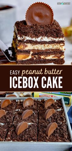 an easy peanut butter icebox cake with chocolate frosting