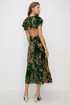 Dresses | Floral Devore Ruffle V Neck Midaxi Dress | Oasis Oasis Dress, Midaxi Dress, Guest Attire, Oasis Fashion, Wedding Attire Guest, Grad Dresses, Dresses Floral, Guest Outfit, Wedding Guest Outfit