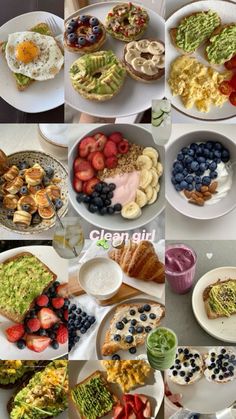 many different pictures of food on plates and in bowls